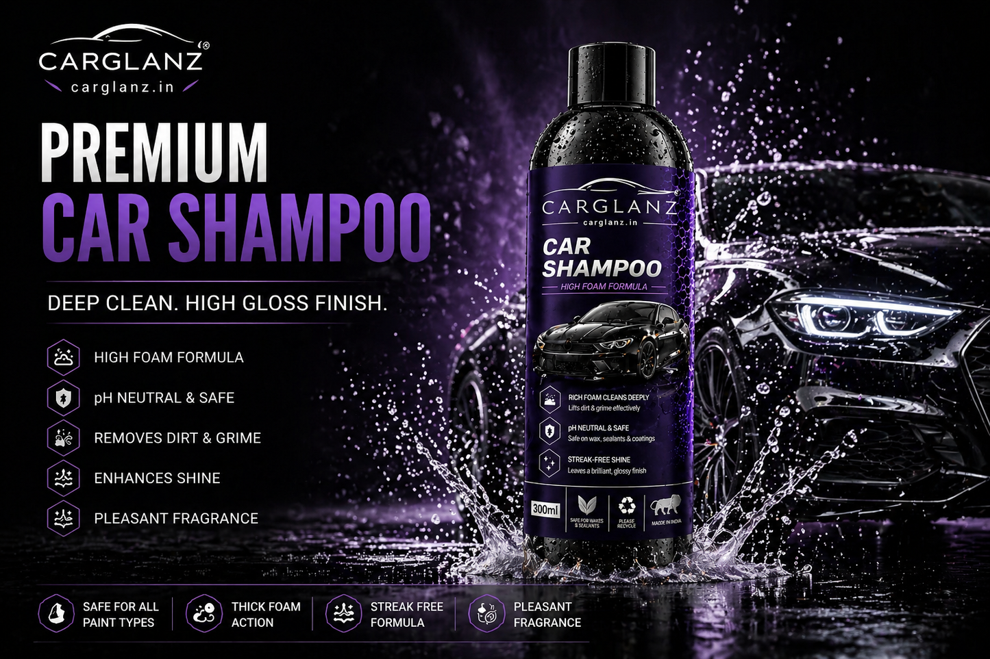 Carglanz High Foam Car Shampoo | Made in India