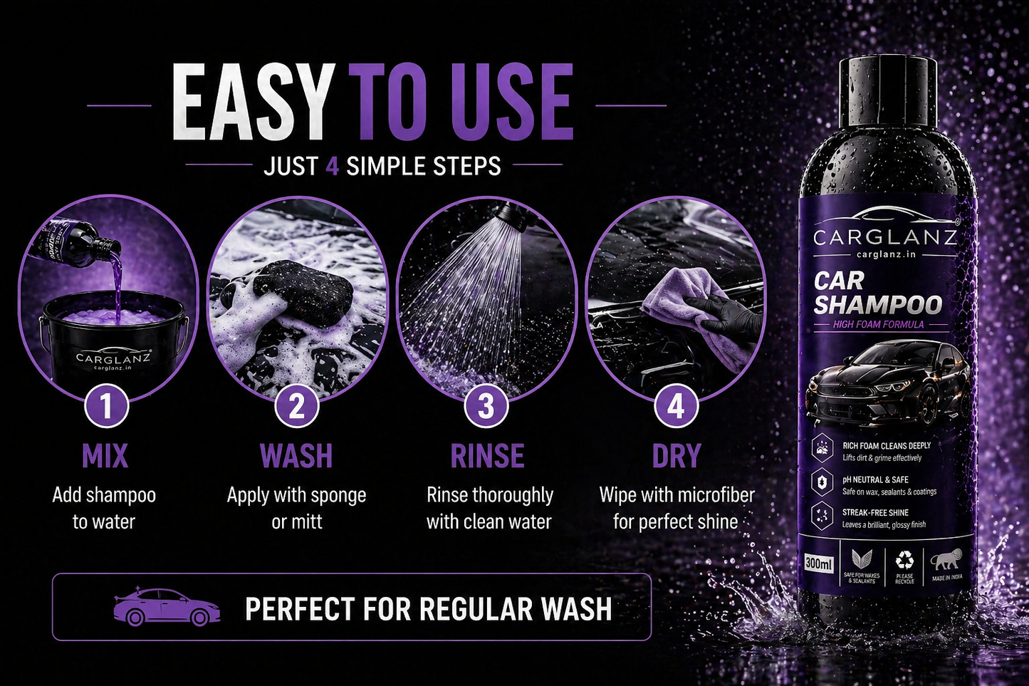 Carglanz High Foam Car Shampoo | Made in India